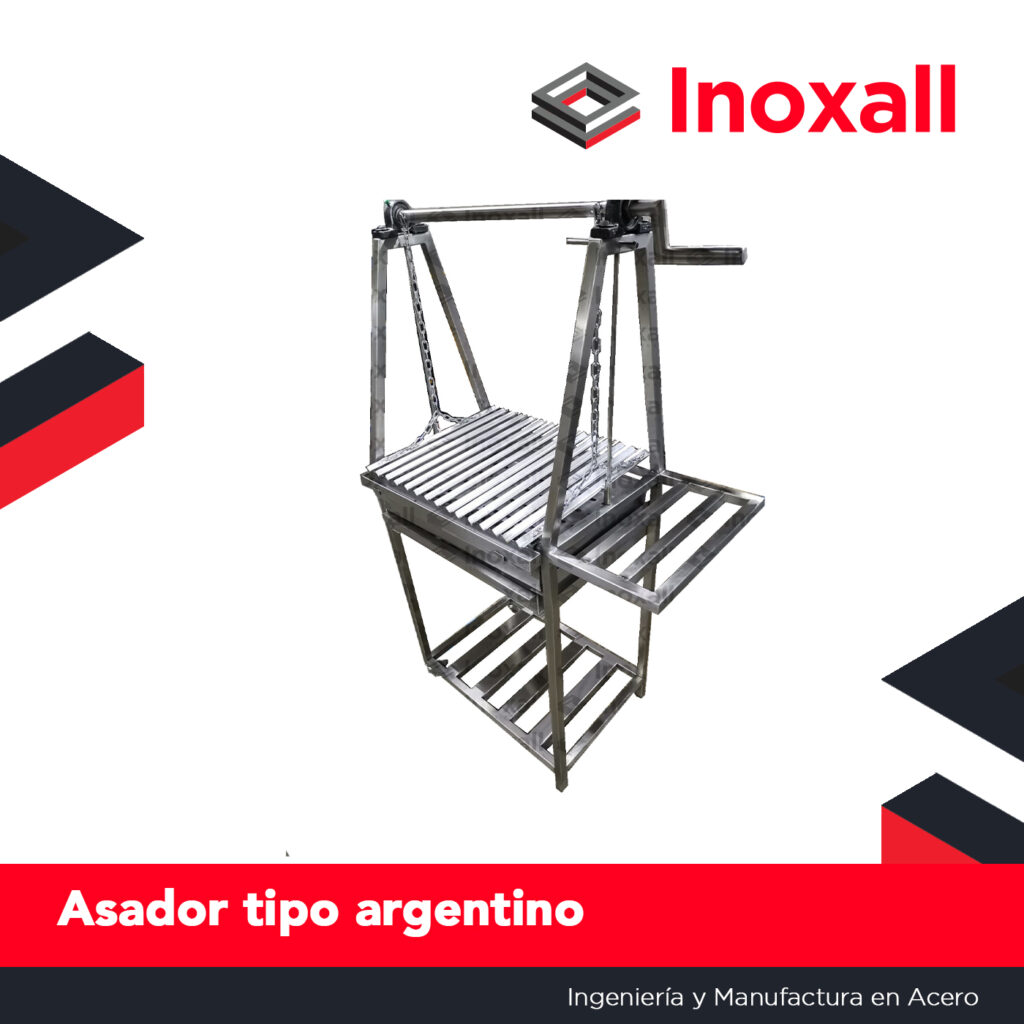 Asador tipo argentino de acero inoxidable